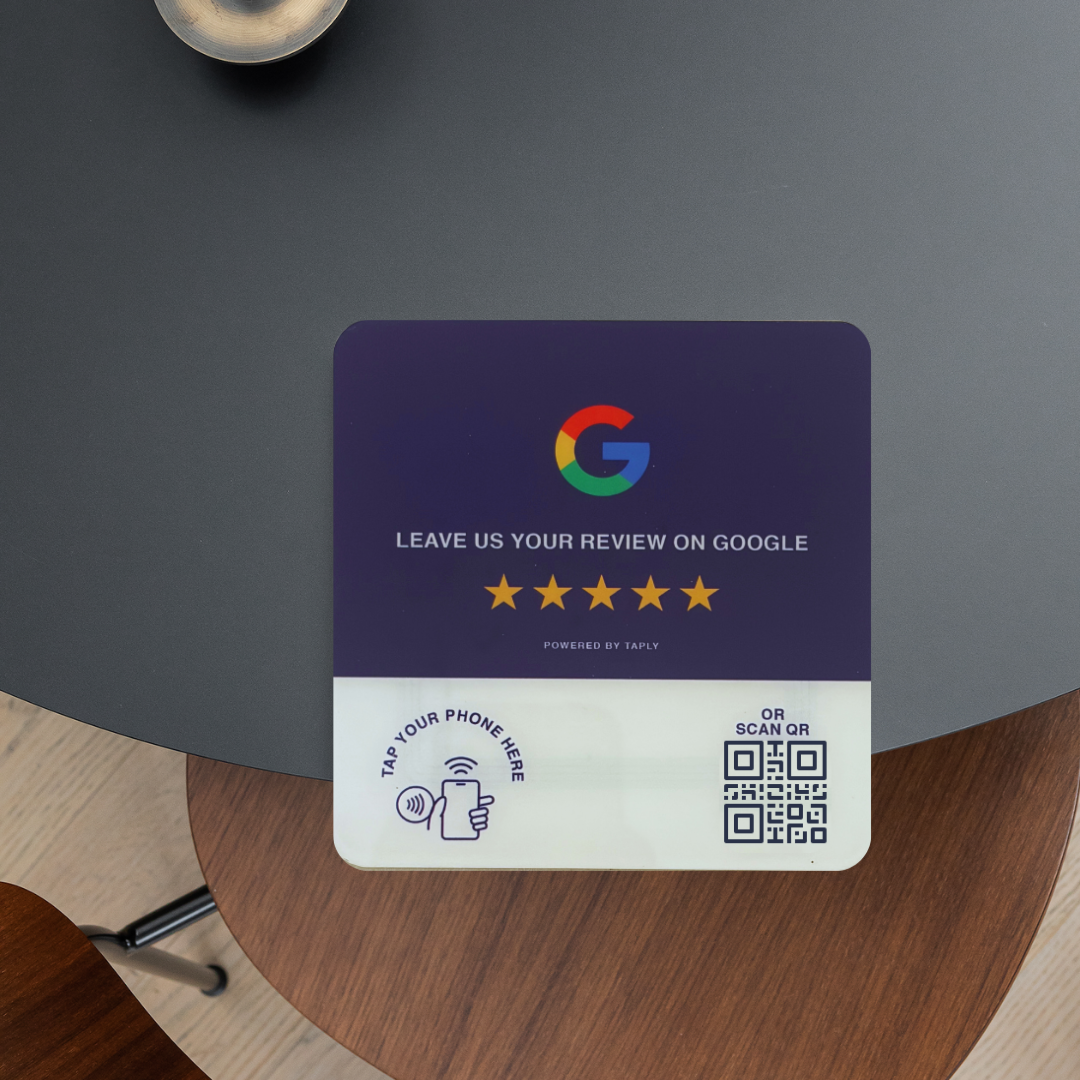 Taplly Google Review NFC & QR Plate – Royal Purple Edition